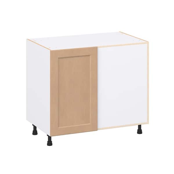Lakewood 39 in. W x 24.5 in. D x 34.5 in. H Assembled Shaker Right Pullout Blind Corner Kitchen Cabinet in Sugar Cookie