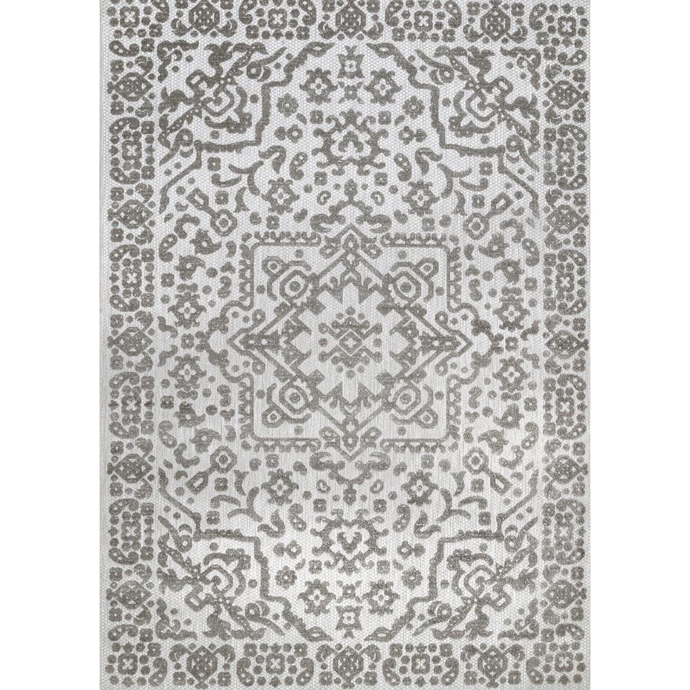 nuLOOM Rashida Modern Celestial Gray 4 ft. x 6 ft. Indoor/Outdoor Patio ...