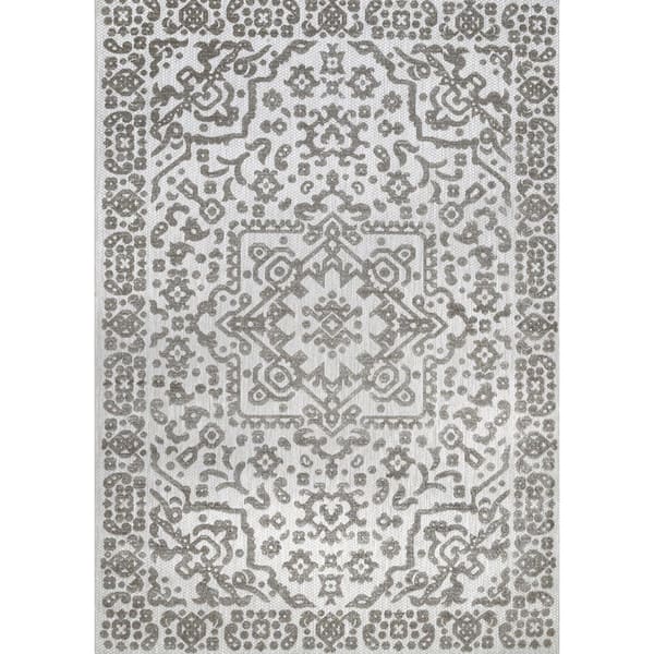 nuLOOM Rashida Modern Celestial Gray 5 ft. x 8 ft. Indoor/Outdoor Patio Area Rug