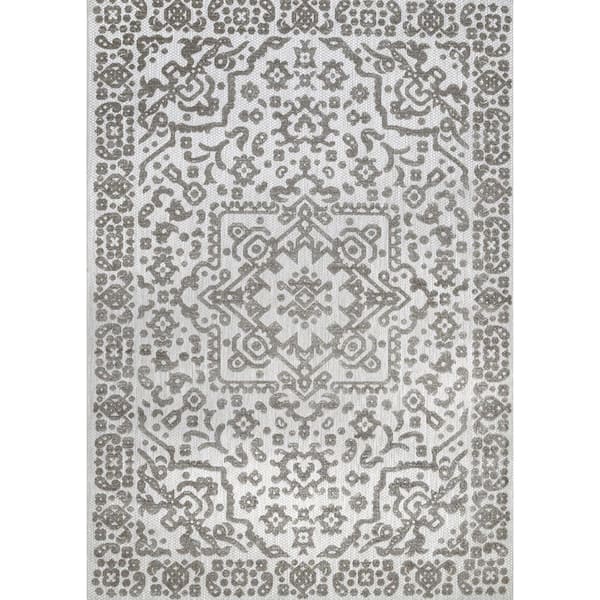 nuLOOM Rashida Modern Celestial Gray 8 ft. x 10 ft. Indoor/Outdoor Patio Area Rug