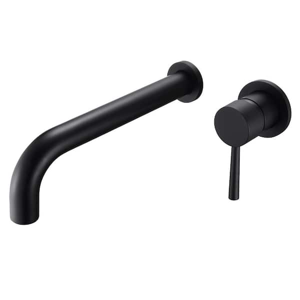 SUMERAIN Modern Single Handle Wall Mount Roman Tub Faucet with High Flow Rate in Matte Black