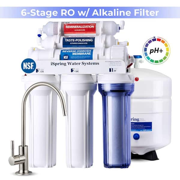 NSF-Certified 6-Stage Reverse Osmosis System w/ Alkaline Remineralization, Reduces PFAS, Fluoride, Chromium, Lead, TDS