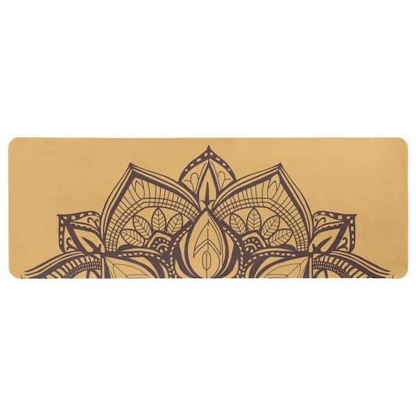 Suede Hot Yoga Mat with Strap, Gold - 68 in. L x 24 in. W x 0.15 in. Thick Gym Flooring Mat - 11.3 sq. ft.