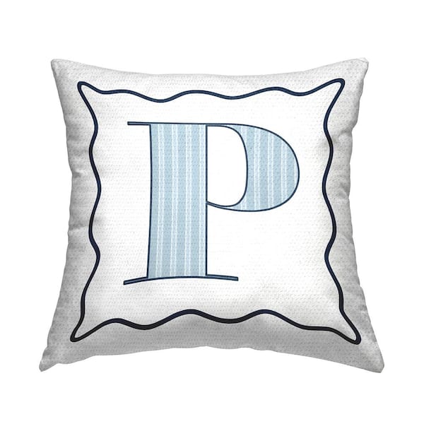 Stupell Industries Polka Dot Blue Letter P Square Outdoor Throw Pillow