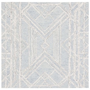 Micro-Loop Light Blue/Ivory 5 ft. x 5 ft. Abstract Geometric Square Area Rug