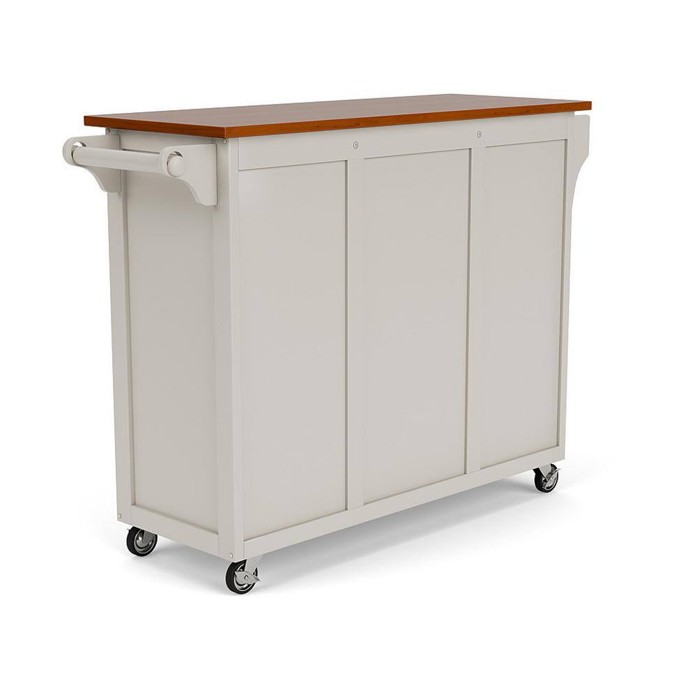 White and Oak Wood Top Kitchen Cart with Spice Rack