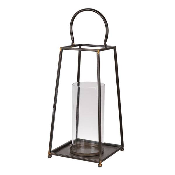 A & B Home Sanders Black Metal Candle Holder Candle Lantern HP42018DS
