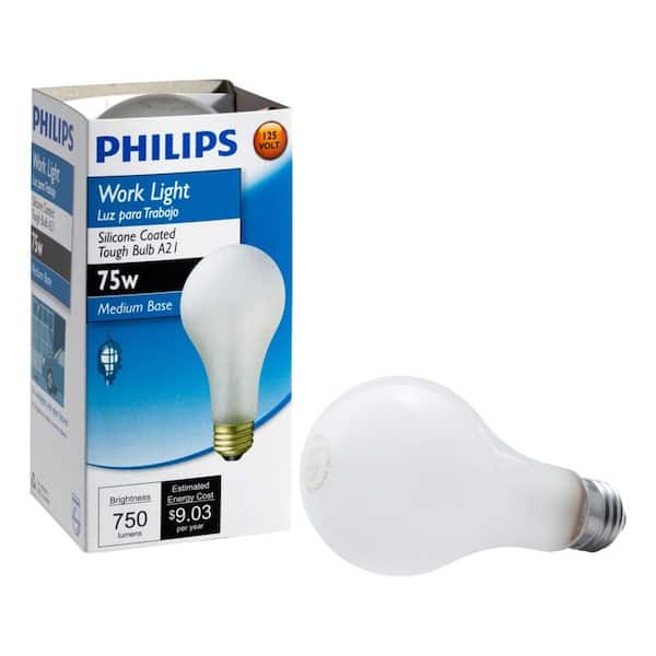 Philips 75-Watt A21 Shatter Resistant Dimmable Incadscent Tuff Guard Light Bulb Soft White (2800K)