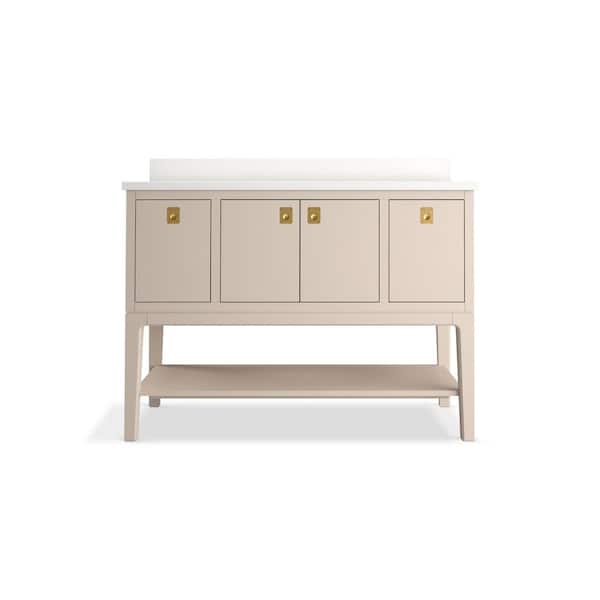 Seagrove 49in. Single Sink Freestanding Light Clay Bath Vanity with White Quartz Top Assembled