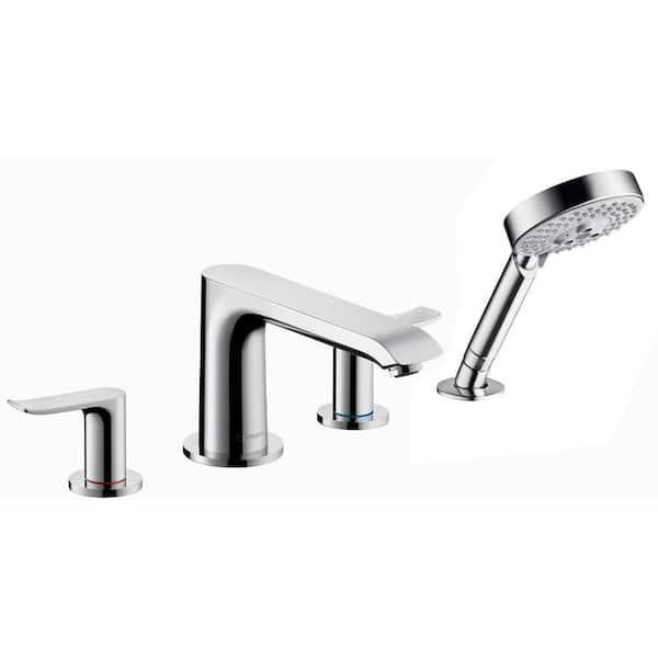 Hansgrohe Metris 2-Handle Deck-Mount Roman Tub Faucet Trim Kit with Hand Shower in Chrome (Valve Not Included)