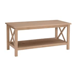 Delaney 44 in. L Natural Rectangle Wood top Coffee Table