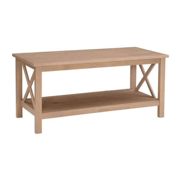 Linon Home Decor Delaney 44 in. L Natural Rectangle Wood top Coffee Table