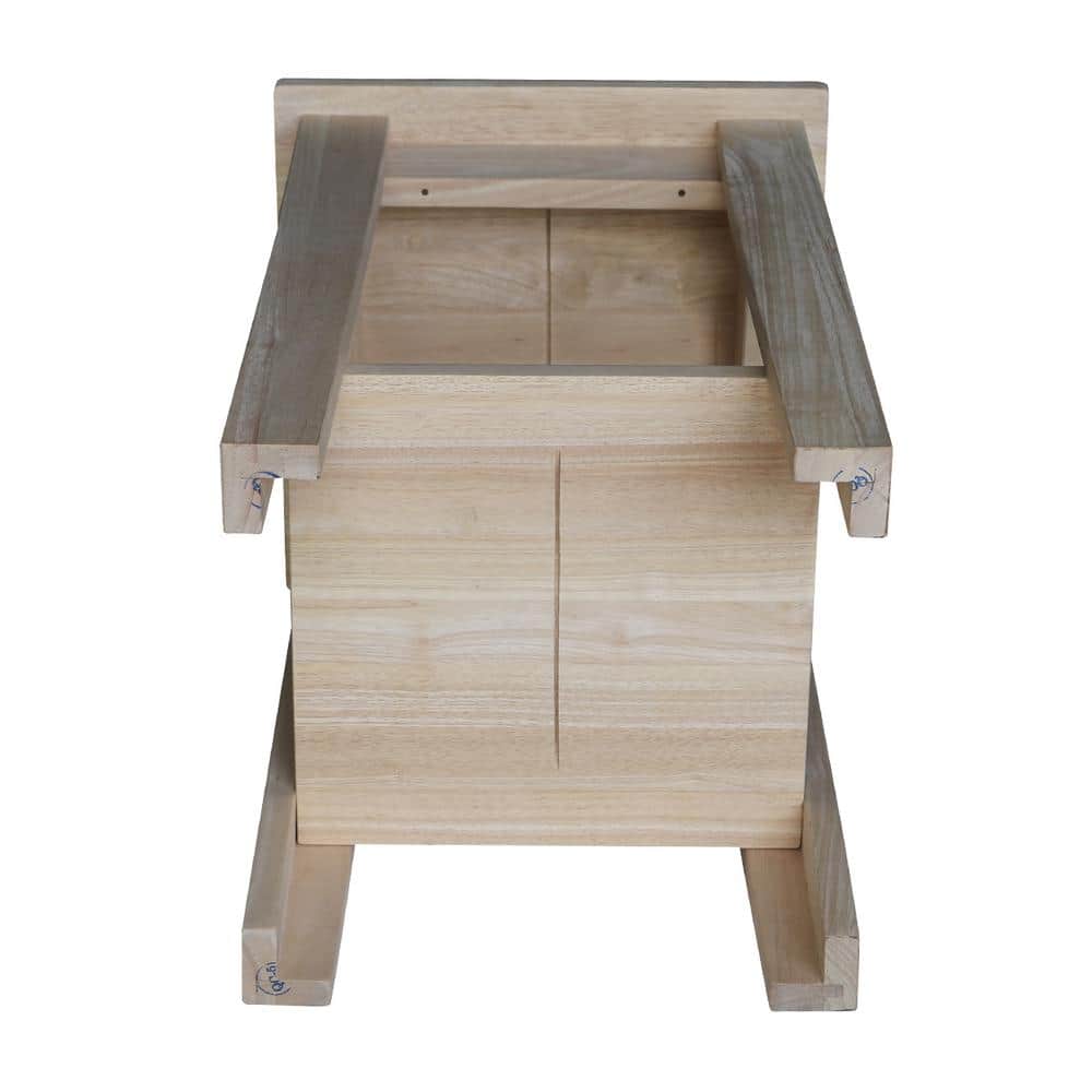 Unfinished Solid Parawood Shaker Plant Stand with Shelf