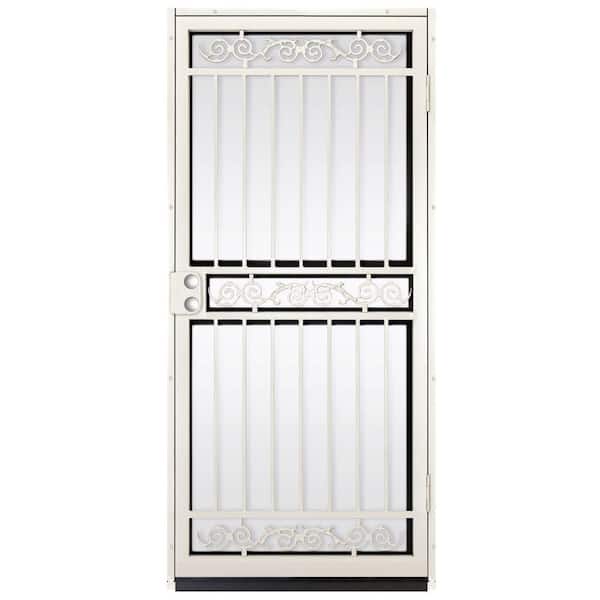 Unique Home Designs 36 in. x 80 in. Sylvan Almond Surface Mount Outswing Steel Security Door with Shatter-Resistant Glass