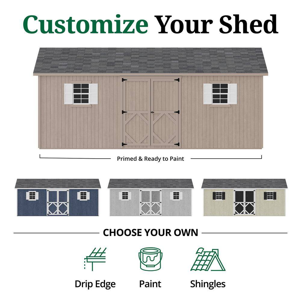 Classic Blue and White 12' x 20' Wood Workshop Shed Kit