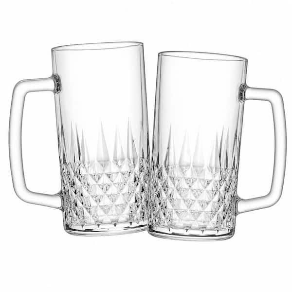 20 oz. Crystal Beer Glasses with Handle (Set of 2), Glass Beer Mugs, High-Quality, Lead-Free, Durable Beer Mugs