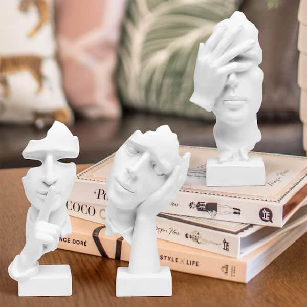 3 Pcs 6.69 in. x 1.96 in. Thinker Statue-No Hear No See No Speak