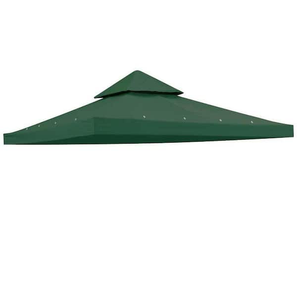 Zeus & Ruta 10 ft. x 10 ft. Green Gazebo Canopy Top Replacement 2 Tier Patio Pavilion Cover UV 30 Sunshade