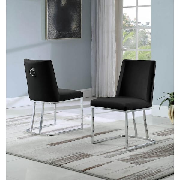 black velvet chairs with chrome legs