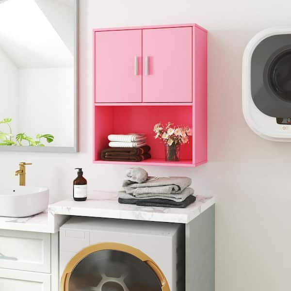 Tileon 24 in. W x 30 in. H Pink Rectangular Wood Medicine Cabinet