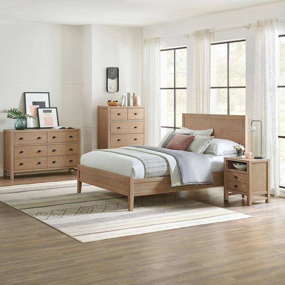 Arden Light Driftwood Solid Pine 2-Drawer Nightstand