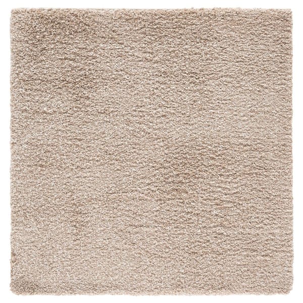 California Shag 12 ft. x 12 ft. Square Beige Solid Flokati Area Rug