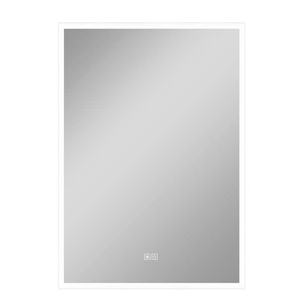 Lirago 24 in. W x 32 in. H Rectangular Frameless Wall Mounted Dimmable Lighted Makeup Bathroom Vanity Mirror