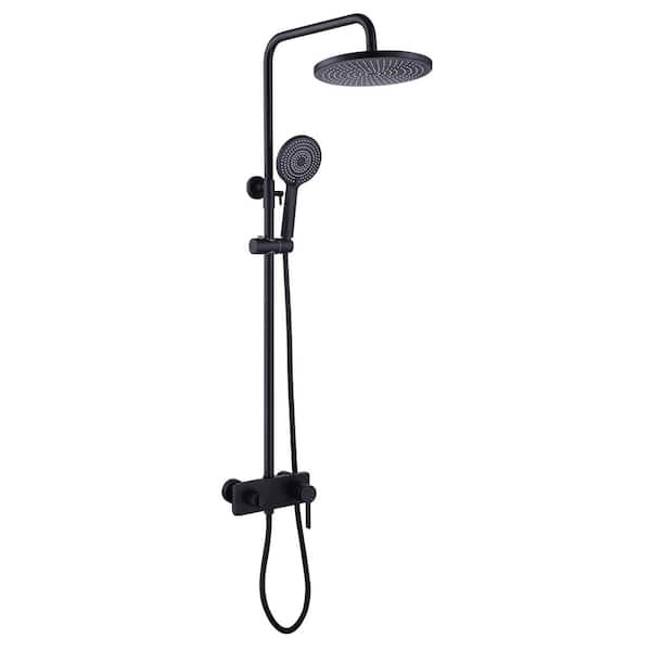 3-Spray Multi-Function Wall Bar Shower Kit with Tub Faucet and 3-Setting Hand Shower in Matte Black