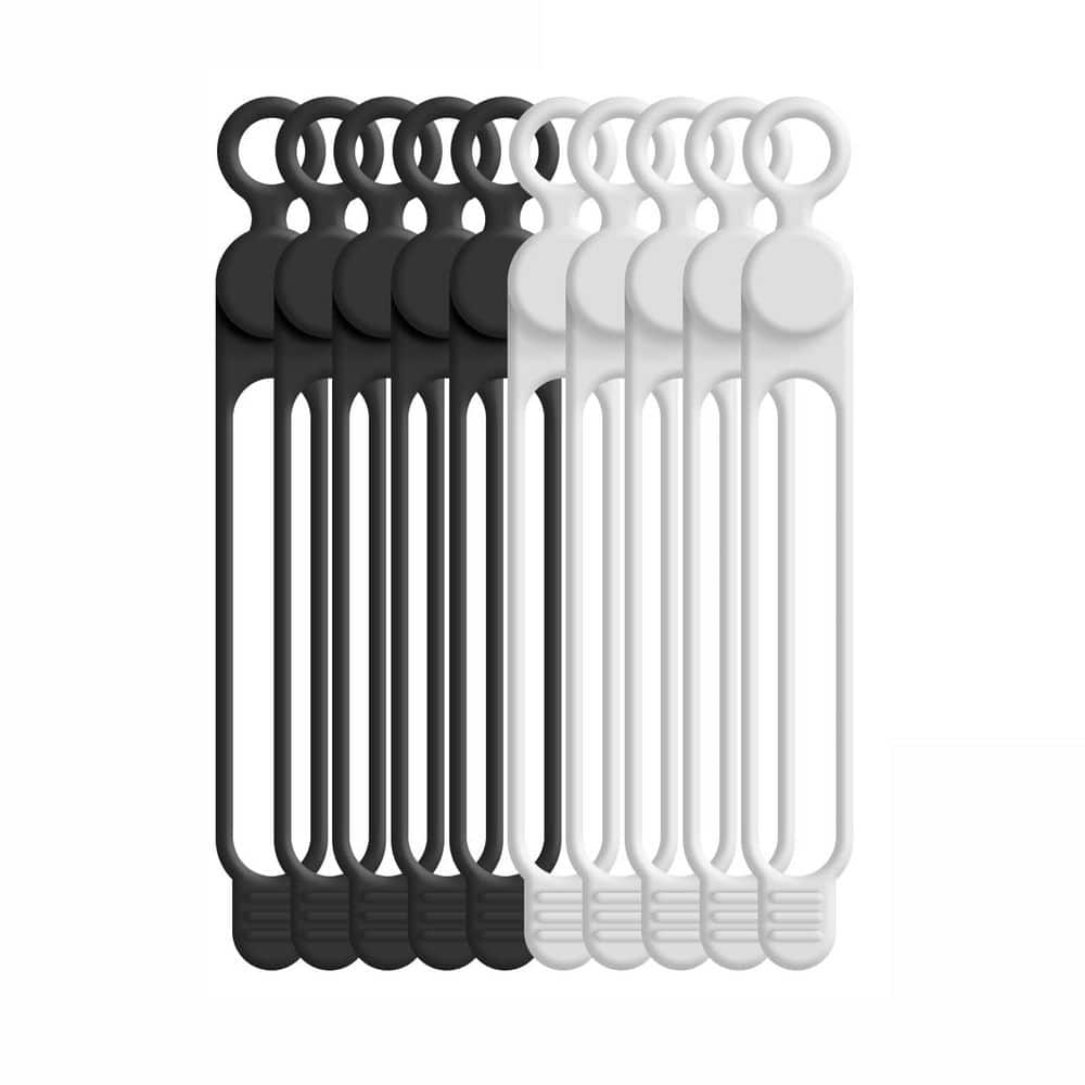 Silicone Cable Ties Cord Organizer 4.2 and 7.1 Reusable Cable Management Black and White 16-Piece for Home Office Travel price history on PriceWatchPro