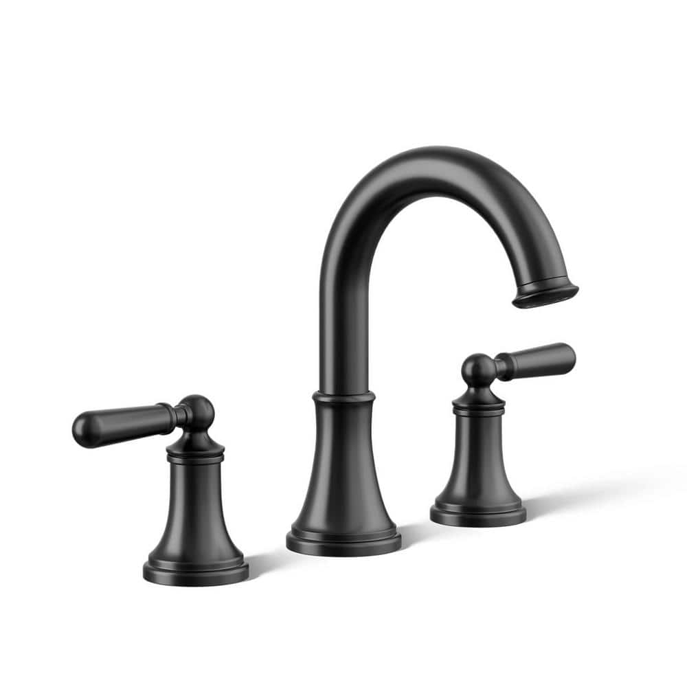 Matte Black 8 in. Widespread Double Handle Bathroom Faucet