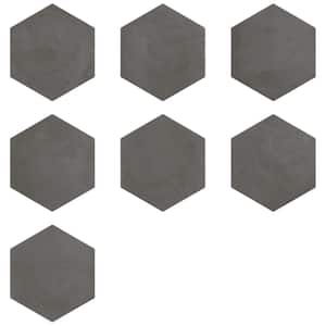 Dash Charcoal Black 8.5 in. x 0.35 in. Matte Hexagon Porcelain Floor and Wall Tile Sample