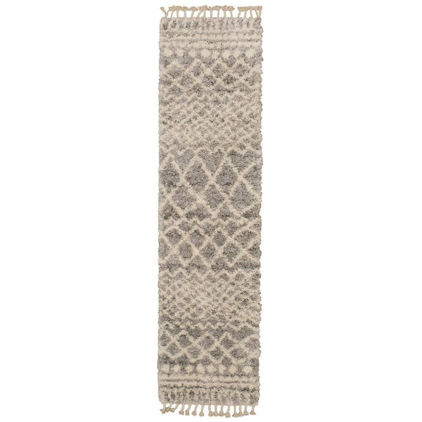 Caspian 2 ft. x 12 ft. Gray Moroccan Runner Rug