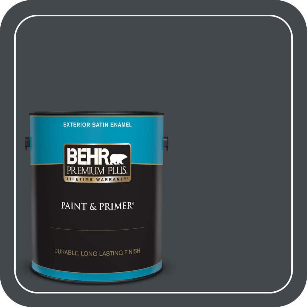 BEHR PREMIUM PLUS 1 gal. #PPU24-23 Little Black Dress Satin Enamel Exterior Paint & Primer 934001