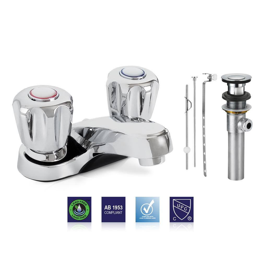 Polished Chrome Double Handle Low Arc Bathroom Faucet