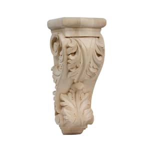 Acanthus Corbel - Large, 12 in. x 5.25 in. x 4 in. - Furniture Grade Unfinished Alder Wood - Elegant Home Decor Accent