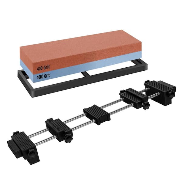 Sharpening Stone and Holder Set Sink Bridge Stone Holder w/ Dual Sided 400/1000 Grit Whetstone and Non-Slip Rubber Base