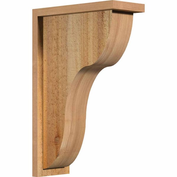 Ekena Millwork 6 in. x 14 in. x 22 in. Western Red Cedar Carmel Rough Sawn Corbel with Backplate