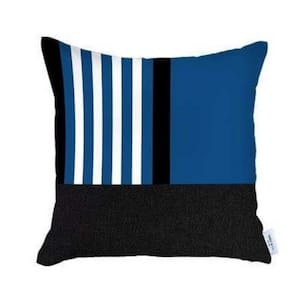Charlie Set of Four Blue Striped Zippered Handmade Polyester Throw Pillow 18 in. x 18 in.