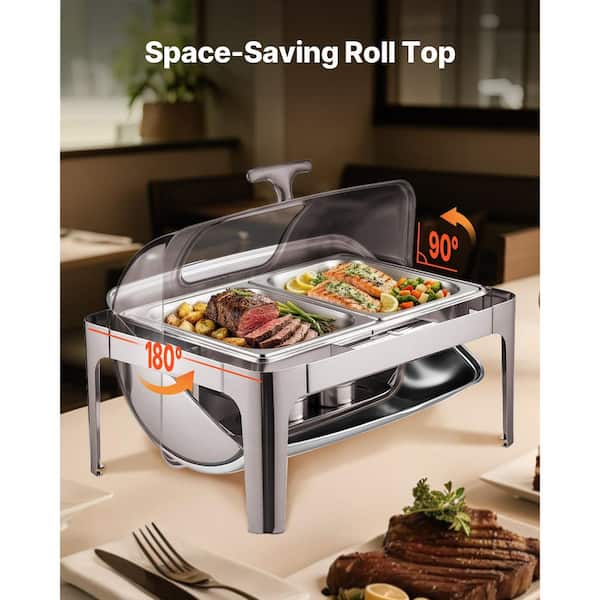 SVOPES Roll Top Chafing Dish Set, 9 qt. Stainless Steel Chafer