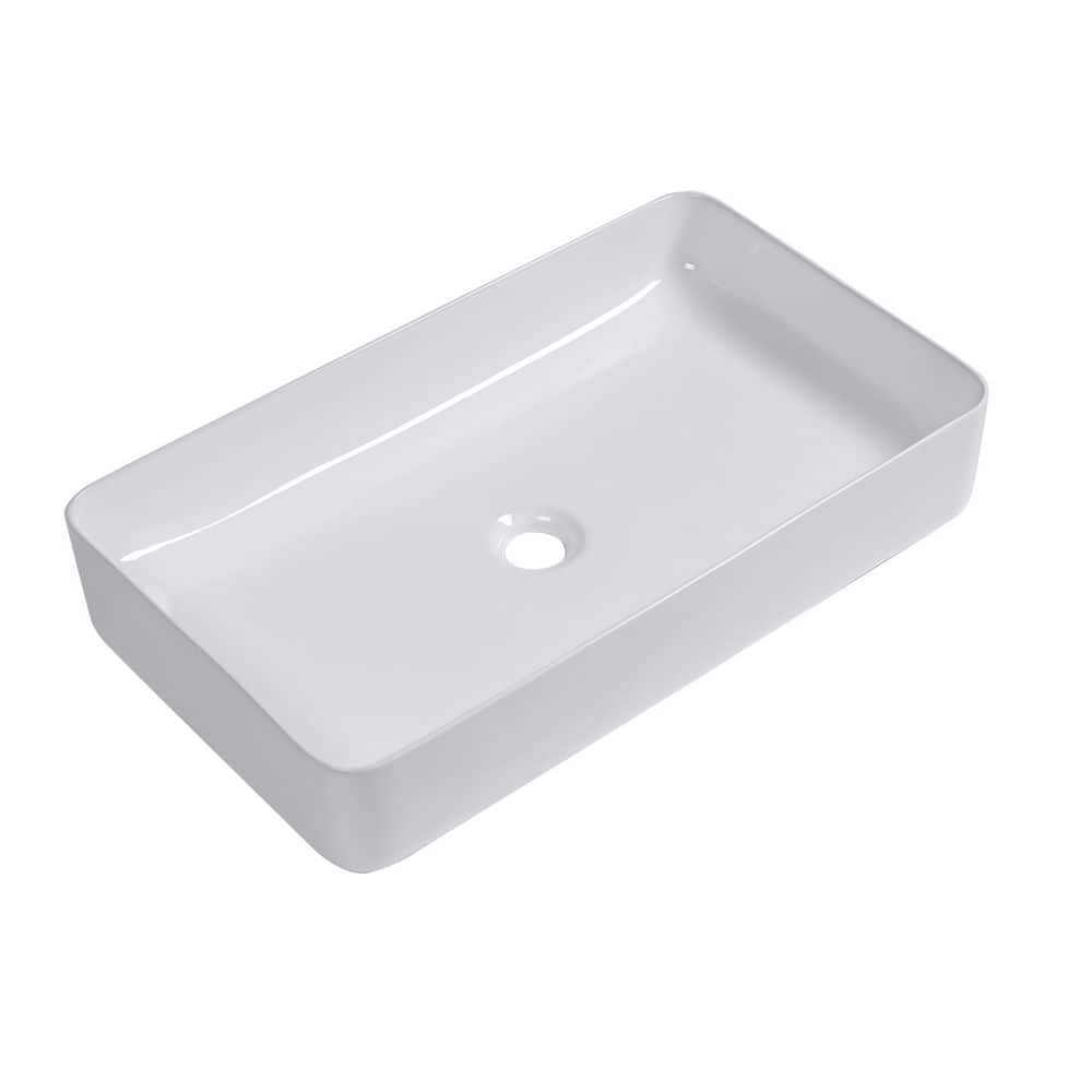 24 in. x 14 in. Vessel Rectangular Ceramic Bathroom Sink in White price history on PriceWatchPro