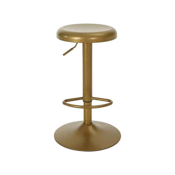 Noble House Bordero 32.5 in. Gold Adjustable Iron Bar Stool