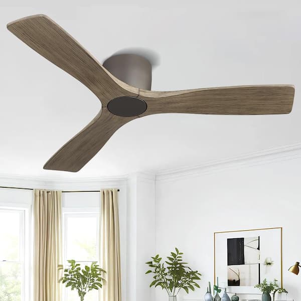 48 Inch 3 Blades DC Motor Indoor Flush Mount Standard Ceiling Fan With Remote Gray