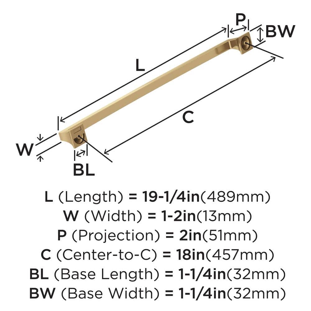 Champagne Bronze 18" Traditional Appliance Pull with Mounting Hardware