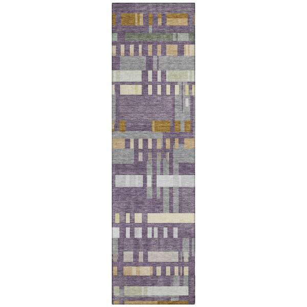 Chantille Machine Washable Indoor/Outdoor Abstract ACN3051 Plum 2 ft. x 7 ft. Runner Rug