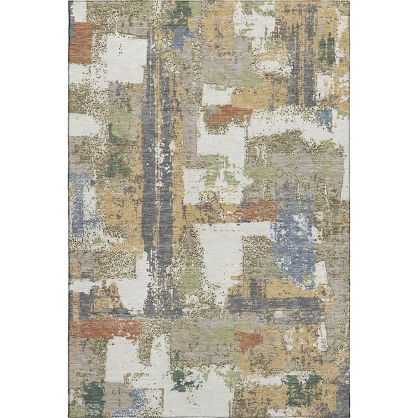Mayfield Premium Machine Washable Abstract AMF2212 Ivory 10 ft. x 14 ft. Area Rug
