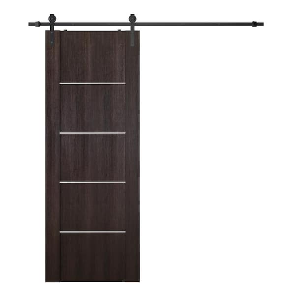 Belldinni Vona 01 4H 30 in. x 80 in. Veralinga Oak Composite Core Wood Sliding Barn Door with Hardware Kit