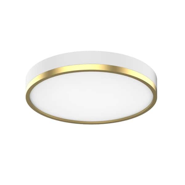ETI LIGHTING GATSBY 13 in. White Art Deco Style Round LED Flush