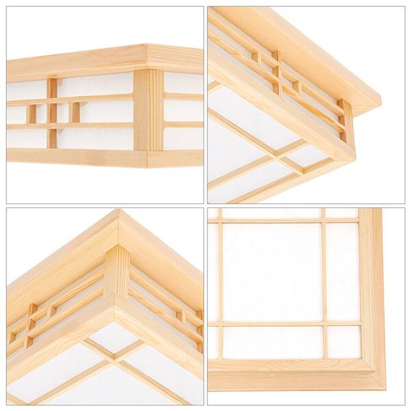 OUKANING 13.78 in. Wood Square Japanese Style Tatami