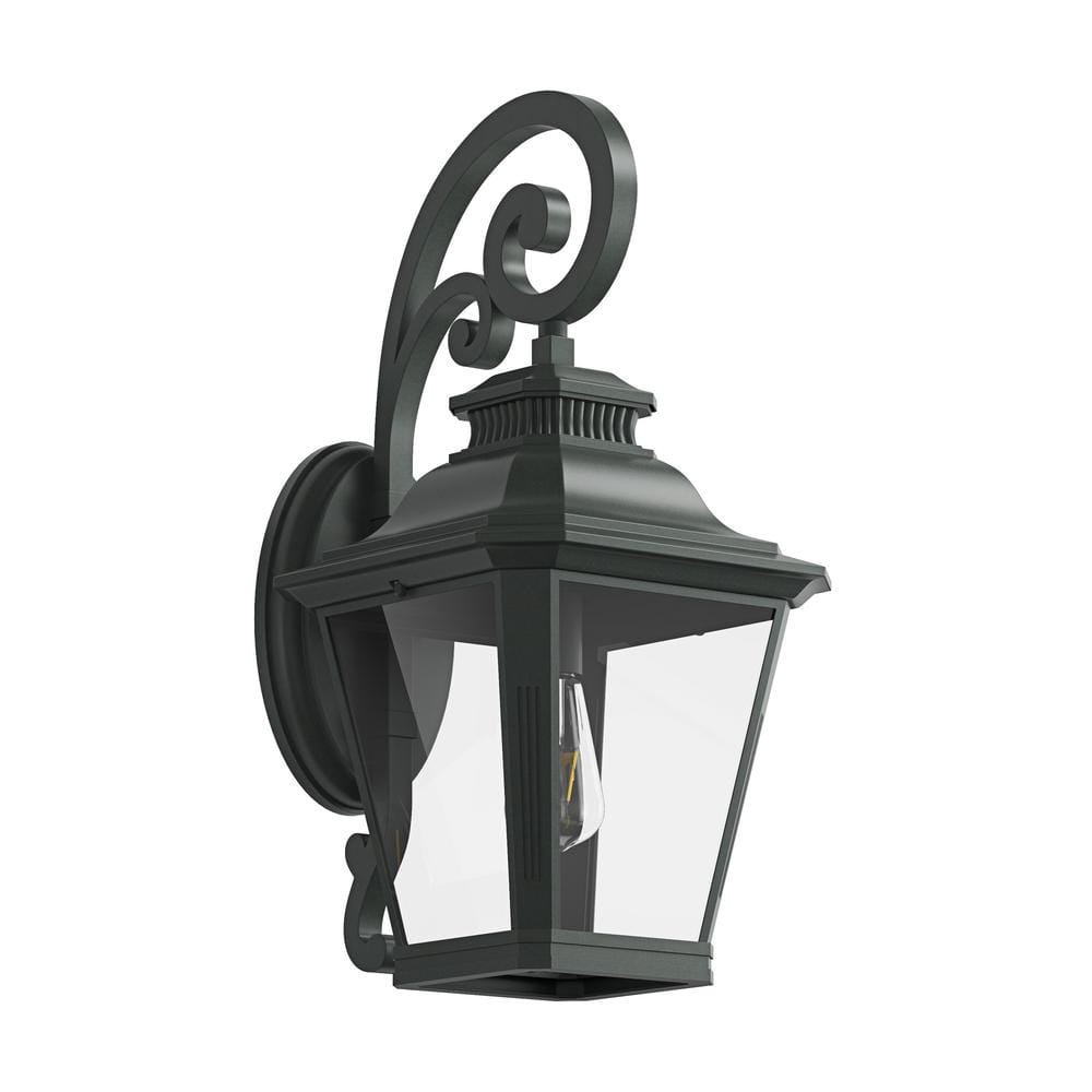 14 in. 1-Light Black Dusk to Dawn Exterior Outdoor Hardwired Barn Light Fix