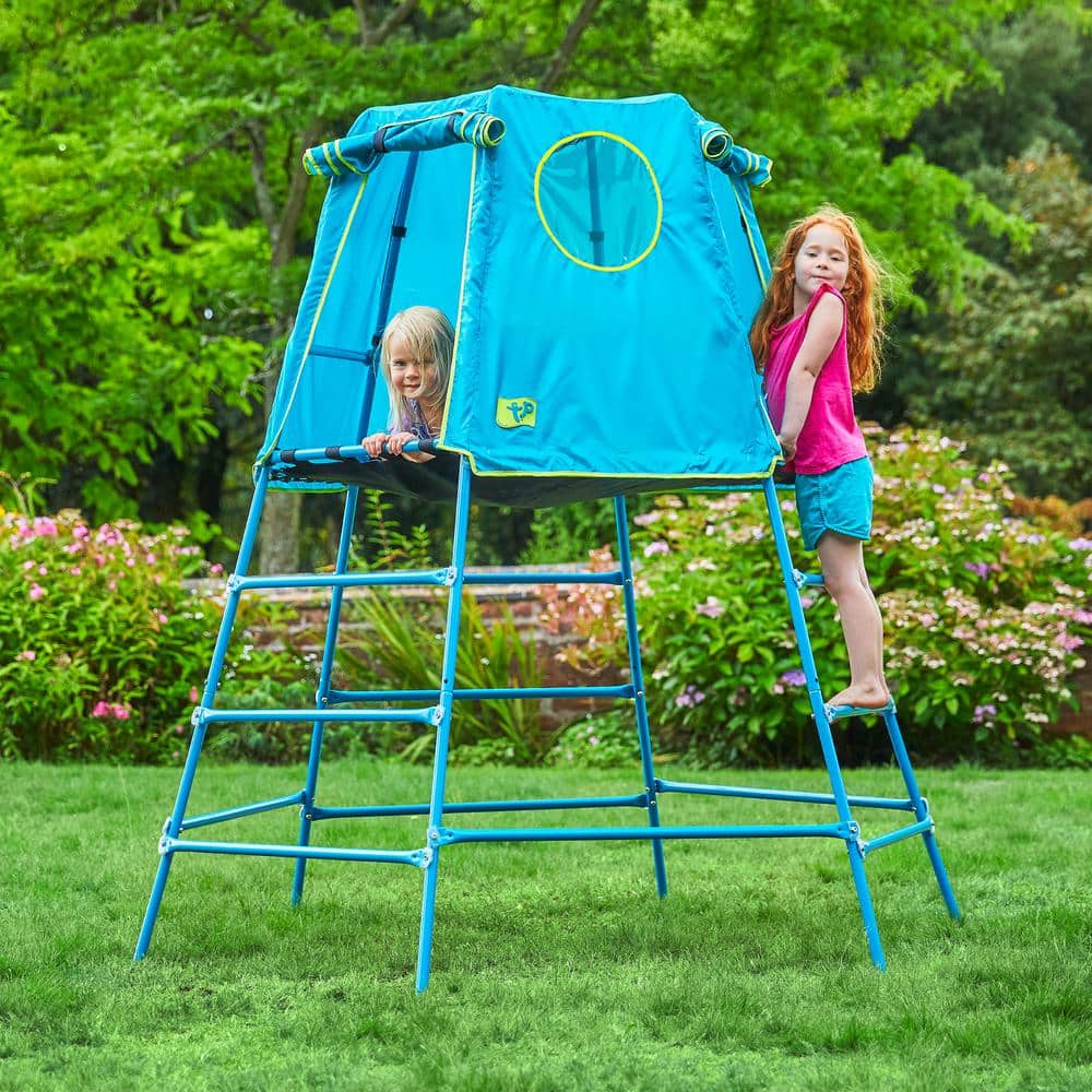 Blue Metal Climbing Set with Fort and Slide